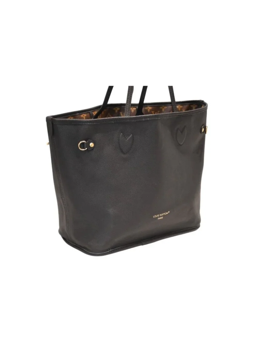 Louis Vuitton Neverfull Inside Out MM Reversible Tote Bag Black Brown Calfskin